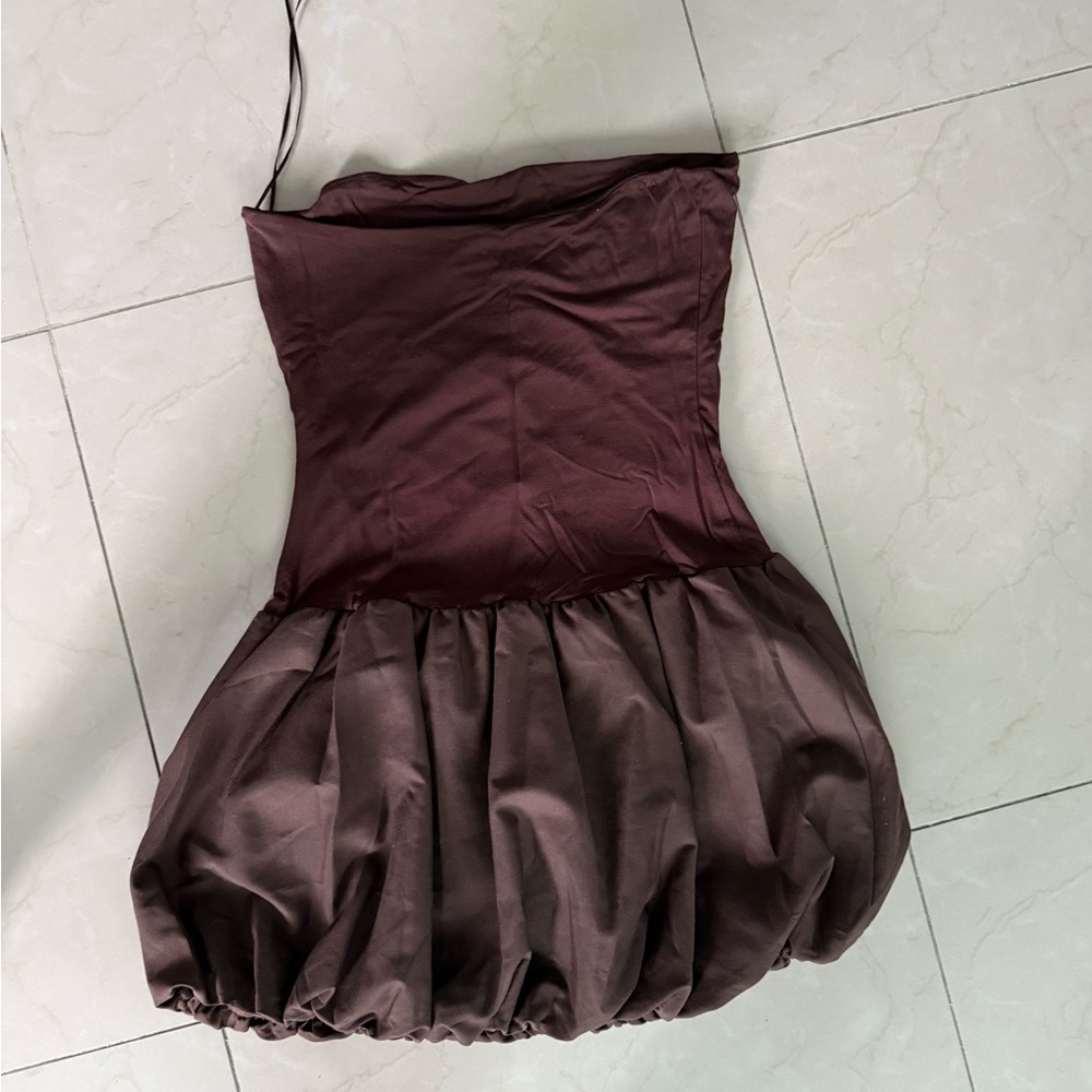 Brown Strapless Dress
